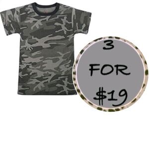 3/$19 Westy MFG Co Camo ringer short sleeve T-shirt